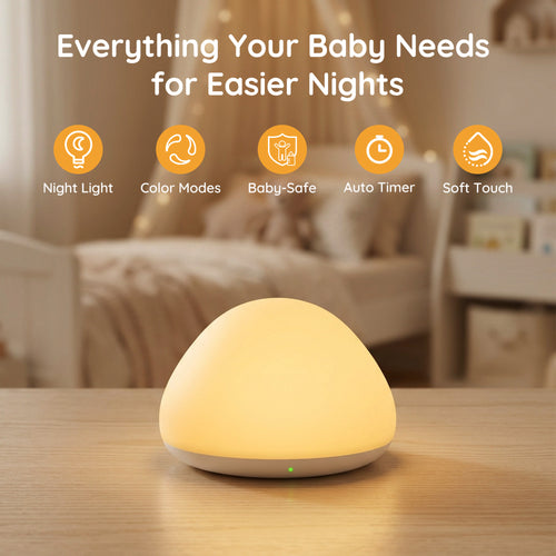 Night Light, 4 Dimmable Brightness 8 Color Changing Night Light for Kids, Small Portable Eye-Caring, Silicone Pinch Control 1H Timer Bedside Lamp, BPA-Free, Squeezable Stress Relief Nursery Lamp