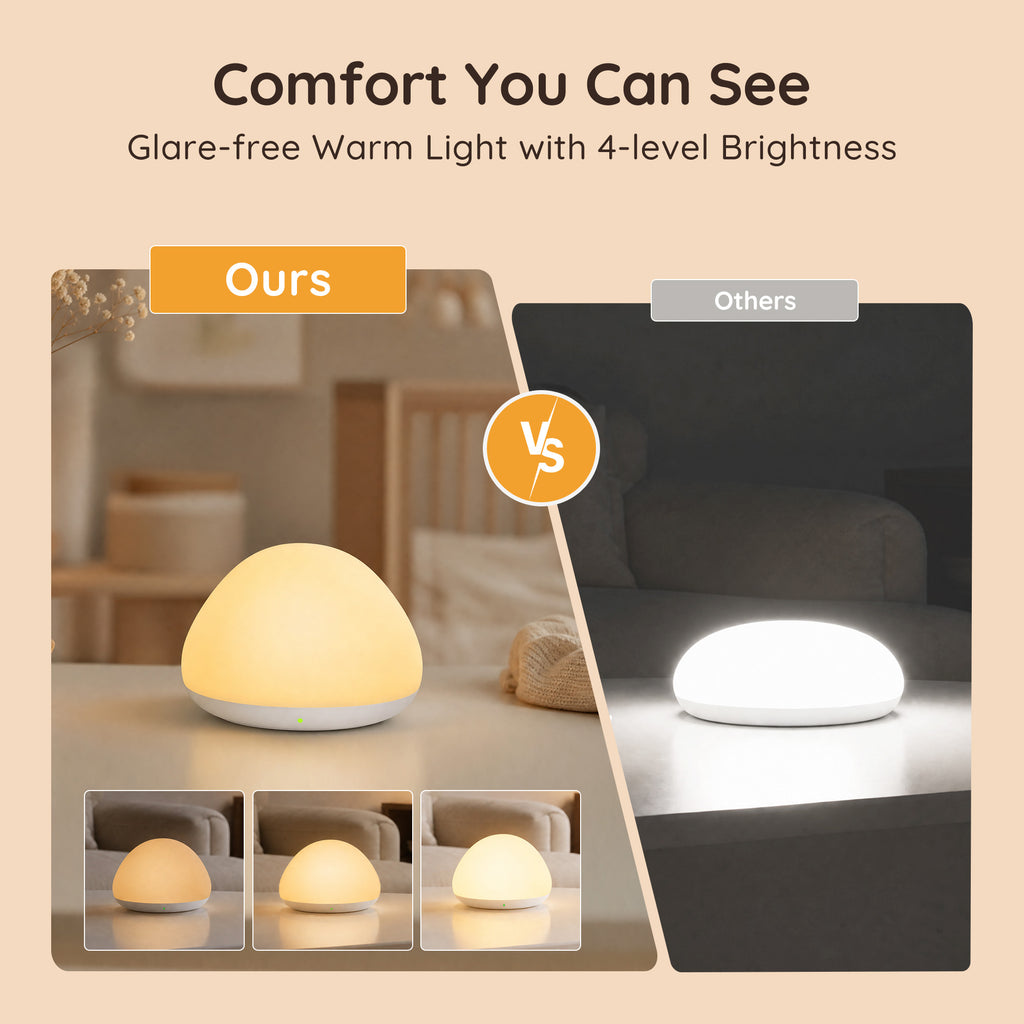 Night Light, 4 Dimmable Brightness 8 Color Changing Night Light for Kids, Small Portable Eye-Caring, Silicone Pinch Control 1H Timer Bedside Lamp, BPA-Free, Squeezable Stress Relief Nursery Lamp