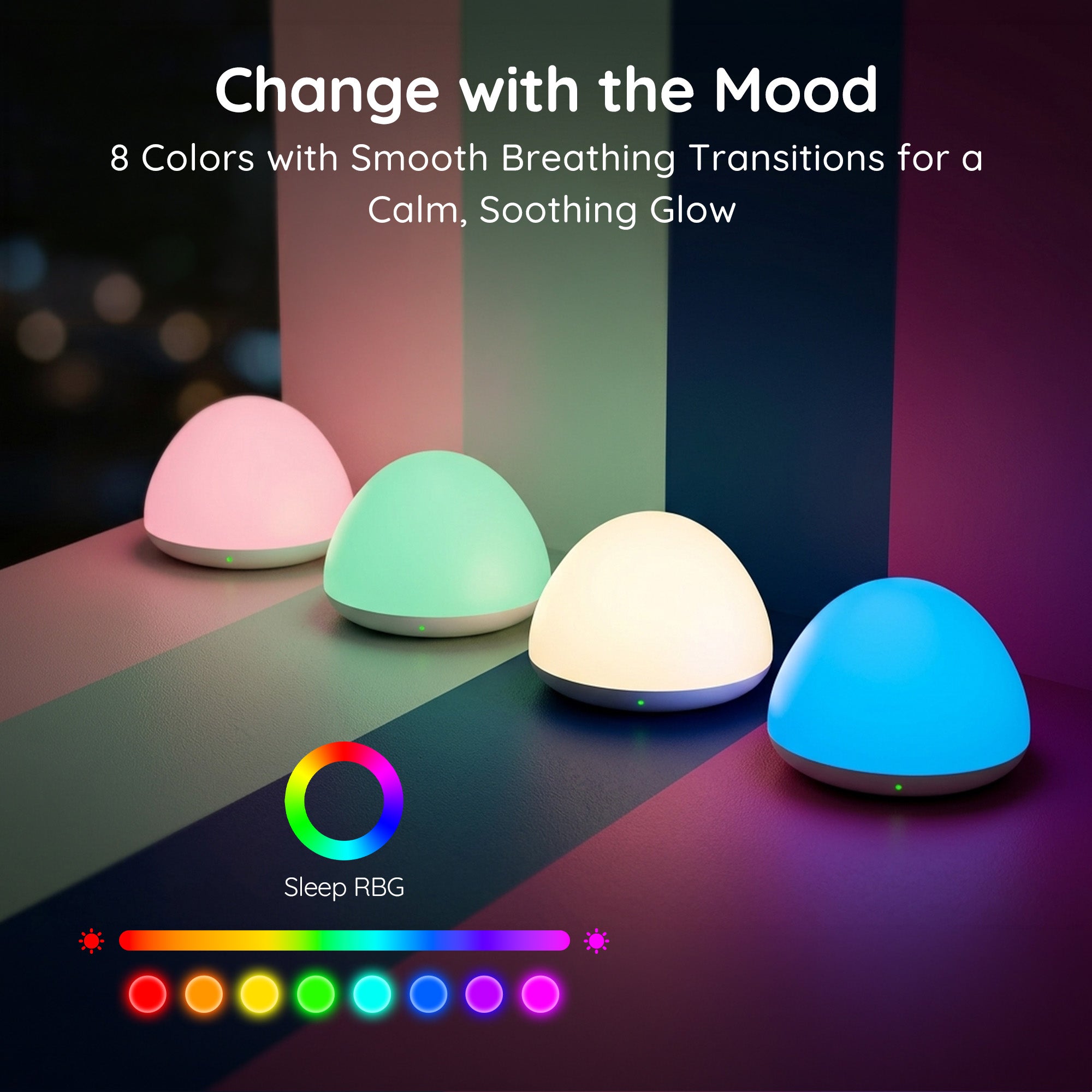 Night Light, 4 Dimmable Brightness 8 Color Changing Night Light for Kids, Small Portable Eye-Caring, Silicone Pinch Control 1H Timer Bedside Lamp, BPA-Free, Squeezable Stress Relief Nursery Lamp