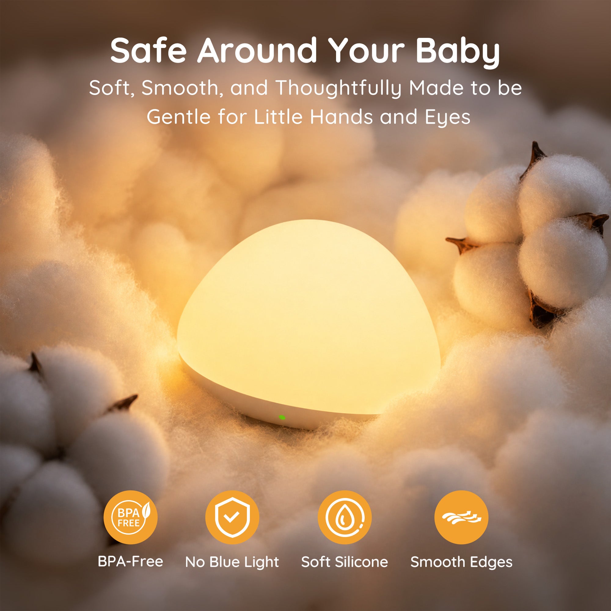 Night Light, 4 Dimmable Brightness 8 Color Changing Night Light for Kids, Small Portable Eye-Caring, Silicone Pinch Control 1H Timer Bedside Lamp, BPA-Free, Squeezable Stress Relief Nursery Lamp