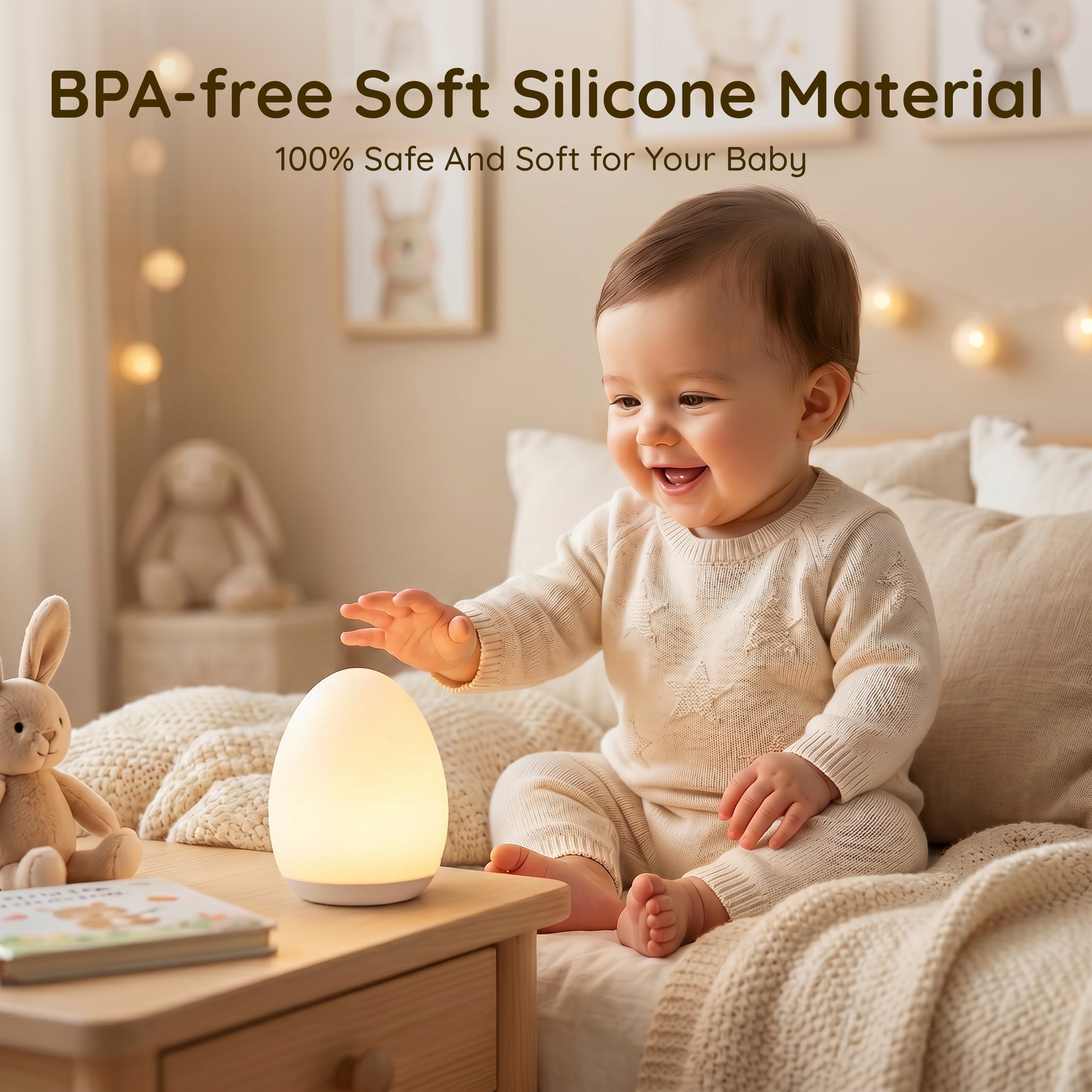 Egg Light, 7 Colors RGB Night Light for Kids, Dimmable Touch Control Night Light, Rechargeable Portable Nursery Lamp with Timer, Soft Light for Breastfeeding, Newborn, Toddler & Kids Room