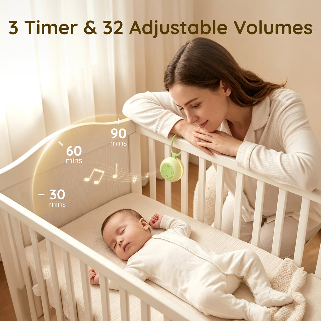 White Noise Machine with RGB Night Light, Portable Baby Sound Machine for Baby Sleeping, 18 Soothing Sounds, Child Lock, Long Battery Life, Stroller Sleep Soother for Travel, Registry, Gift