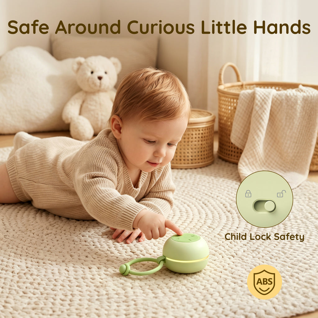 White Noise Machine with RGB Night Light, Portable Baby Sound Machine for Baby Sleeping, 18 Soothing Sounds, Child Lock, Long Battery Life, Stroller Sleep Soother for Travel, Registry, Gift