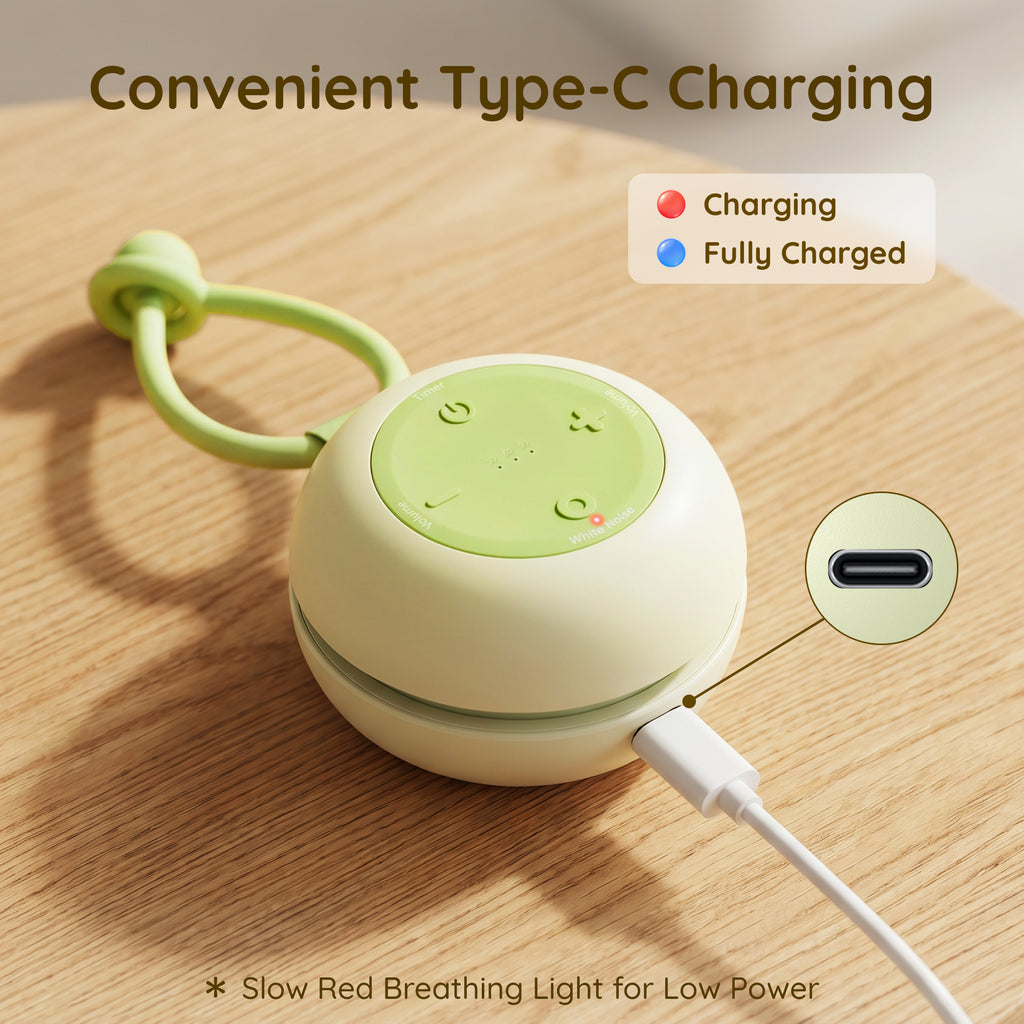 White Noise Machine with RGB Night Light, Portable Baby Sound Machine for Baby Sleeping, 18 Soothing Sounds, Child Lock, Long Battery Life, Stroller Sleep Soother for Travel, Registry, Gift