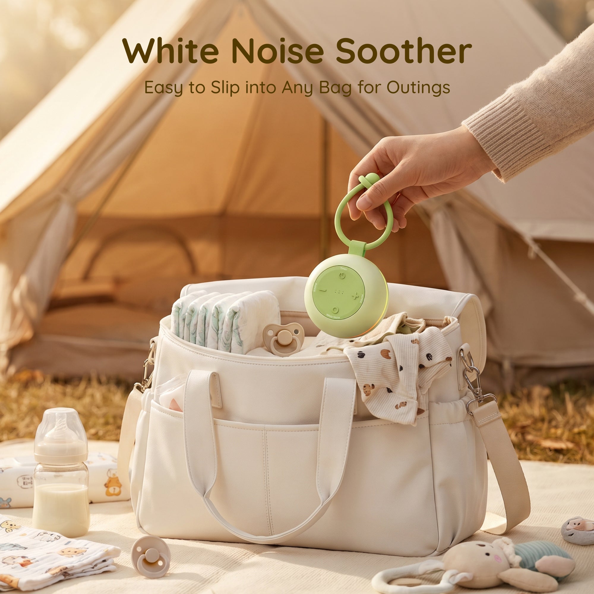 White Noise Machine with RGB Night Light, Portable Baby Sound Machine for Baby Sleeping, 18 Soothing Sounds, Child Lock, Long Battery Life, Stroller Sleep Soother for Travel, Registry, Gift