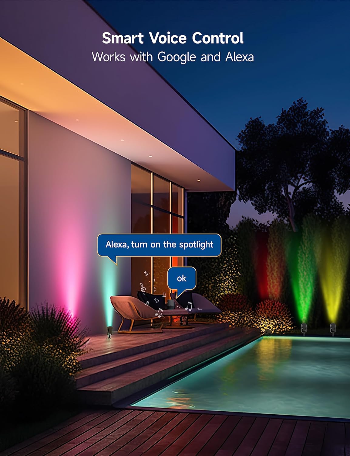 Sympa Outdoor Spot Lights , IP65 Waterproof Outdoor Lights RGB Color Changing Spotlight