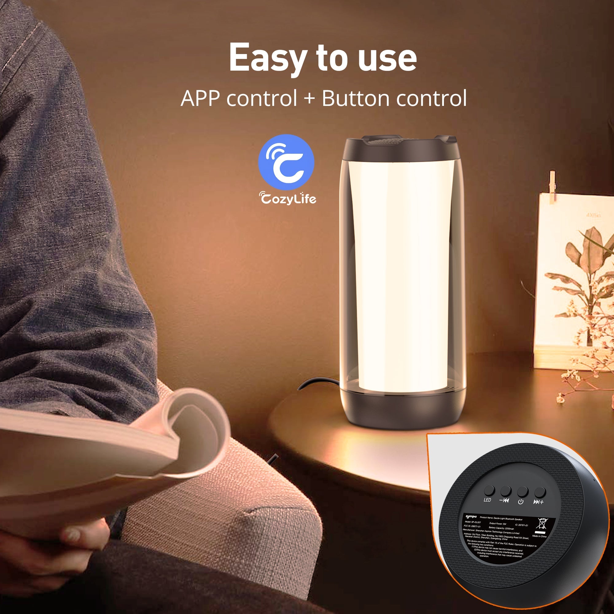 Sympa RGB Table Lamp, Smart Lamp Work with Alexa, LED Lamp with Bluetooth Speaker, Bedside Table Lamp